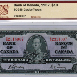 1937 – Billet 10 dollar$ – Banque du Canada